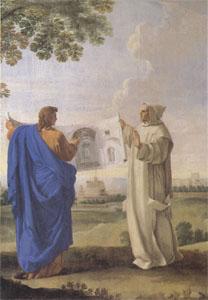 LE SUEUR, Eustache St Bruno Examining a Drawing of the Baths of Diocletian Location of the Future Charterhouse of Rome  (mk05)